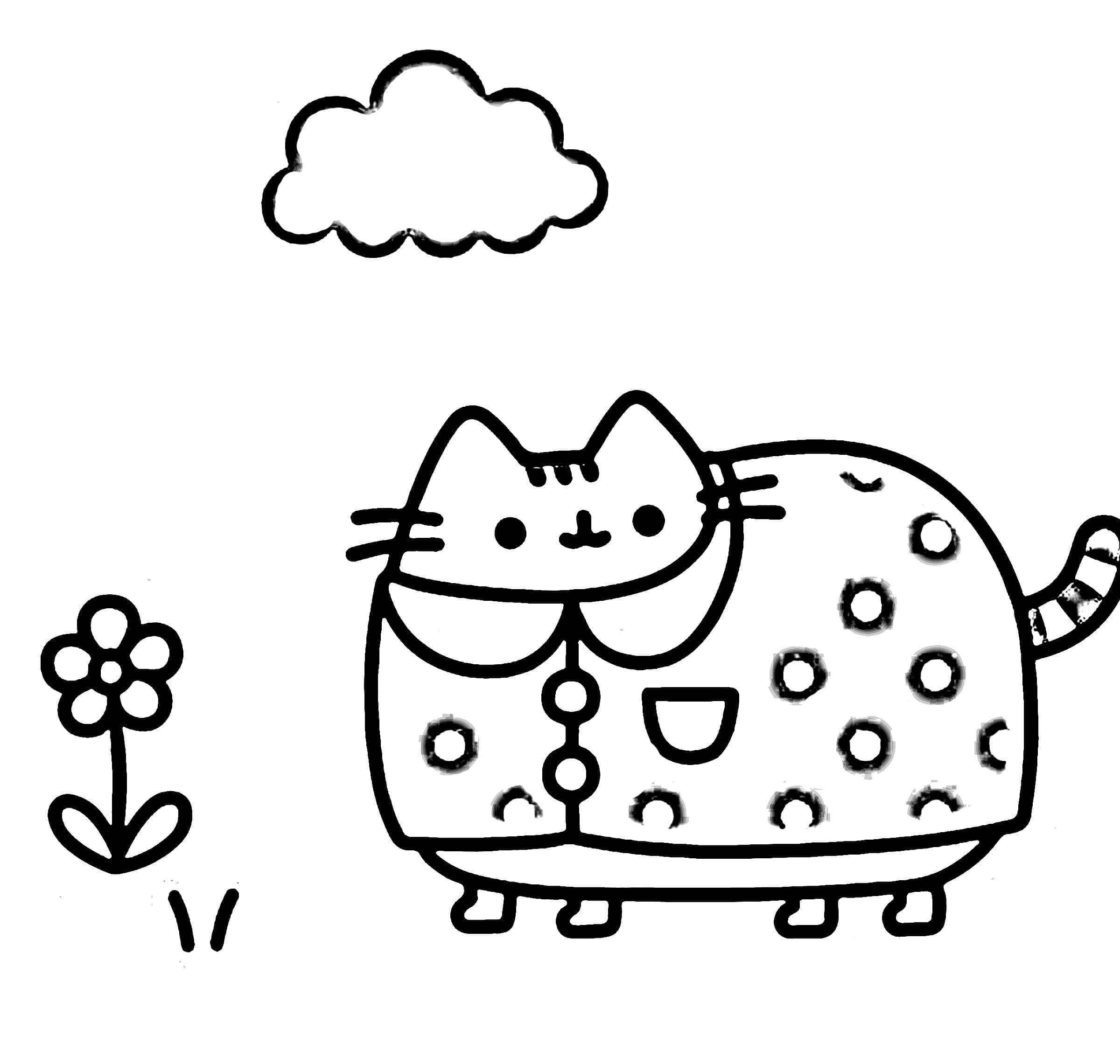 Kolorowanka Pusheen w płaszczu